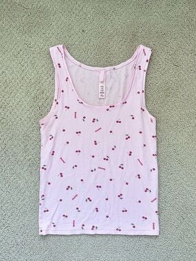 SKIMS Pink Ribbed Cherry-Print Tank Top